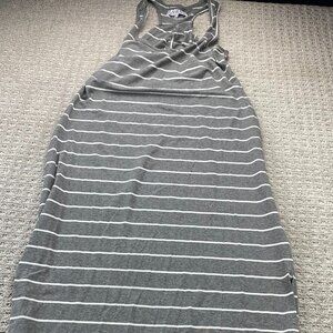 Oxygen Women's Tank Dress Size Extra Large XL Gray White Striped Lace Sleeveless